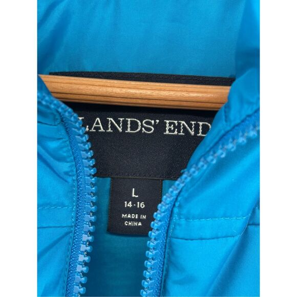 Land's‎ End Puffer Vest Down Women Size Blue Large Winter Warm - Picture 4 of 12